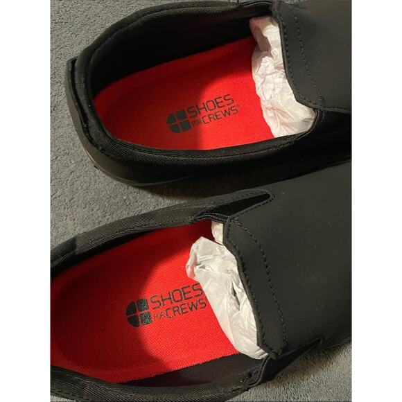 NWOT WorkShoes For Crews Black Slip-On Loafers with Red Insole